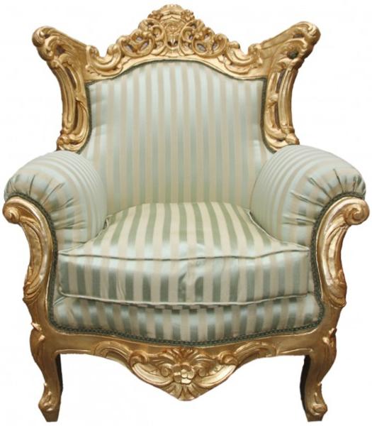 Casa Padrino Barock Sessel "Al Capone" Mod 2 Jadegrün/Beige / Gold Möbel Antik Stil