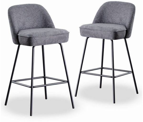 JYMTOM Barhocker Gepolsterter Sitz mit Federkern, Sitzfläche aus Leinen und Textilien (2 St), Metallbeine, für Bar, Theke, Küche, Esszimmer und Bistro geeignet