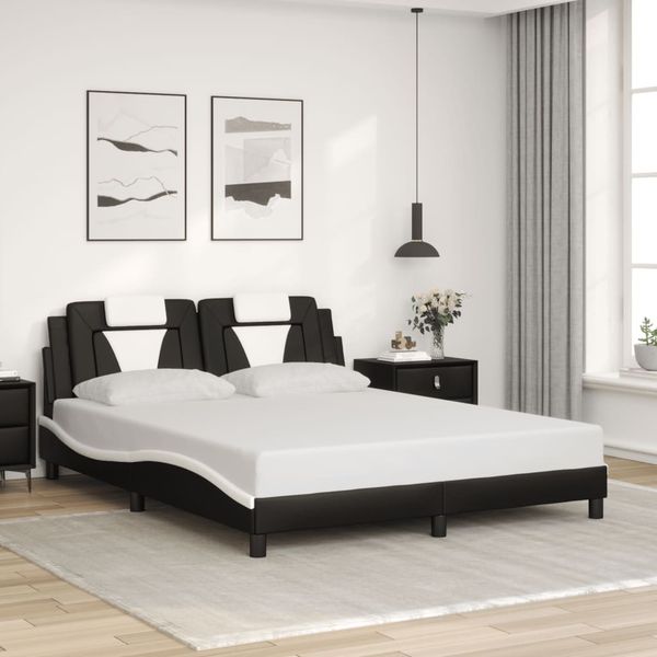 vidaXL Bettgestell "Viana" ohne Matratze Schwarz und Weiß 160x200 cm Kunstleder 3208108