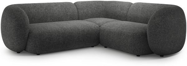 Micadoni Ecksofa Kate 4-Sitzer Rechts Strukturierter Stoff Dunkelgrau Melange