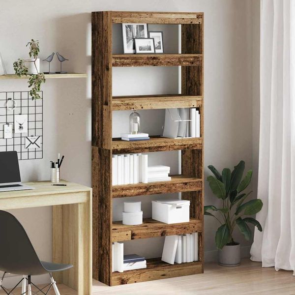 vidaXL Bücherregal mit Regal Altholz 80 x 30 x 198 cm Holzwerkstoff 3333921