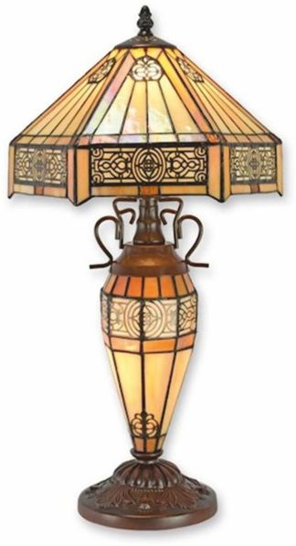 Casa Padrino Tiffany Tischleuchte Beige / Dunkelbraun H. 57 cm - Tiffany Leuchten