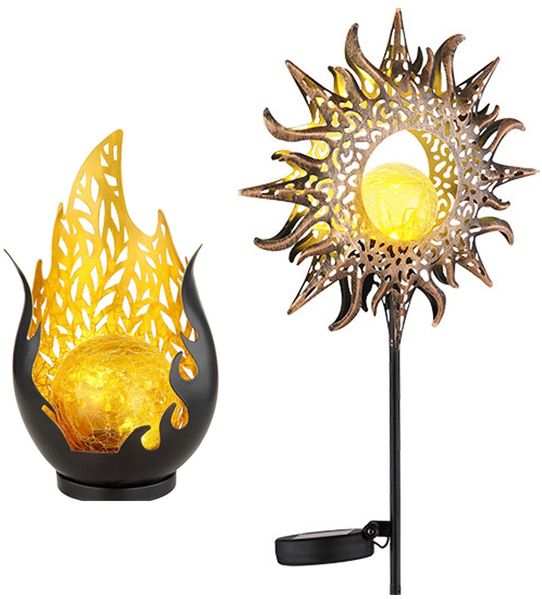 2x LED Steckleuchte, Solar, Akku, IP44, Metall, Glas, Schwarz