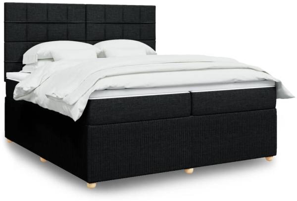 vidaXL Boxspringbett mit Matratze Schwarz 200x200 cm Stoff 3292165