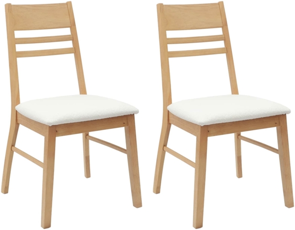 vidaXL Esszimmerstühle 2 pcs Natur 43 x 54 x 89 cm Massives Gummiholz 42020446