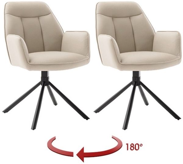 Armlehnstuhl >RAFAELA< (2er-Set) drehbar, Bezug creme - 62x89x64cm (BxHxT)