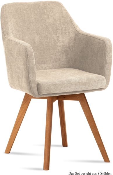 Armlehnstuhl (8er-Set) Dolli 57x87x60 Eiche geölt/Natur