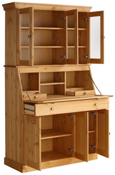 Home affaire Sekretär Rosi im Landhausstil, Schreibtisch aus Massivholz, mit Vitrine, in 2 Breiten Bild 3
