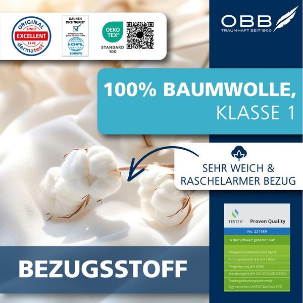 OBB Federkopfkissen Edition 120 Jahre OBB, Füllung: 90%Federn, 10% Daunen, Bezug: 100% Baumwolle, Spar-Set, 2-tlg, Federkopfkissen, Kissen-Set in 40x80 oder 80x80 cm erhältlich