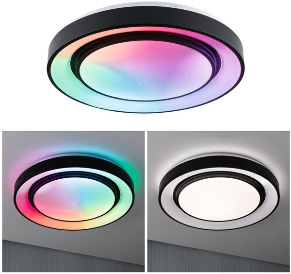 Paulmann 70545 LED Deckenleuchte Rainbow Regenbogeneffekt RGBW 475mm Schwarz Weiß