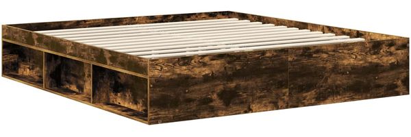 vidaXL Bettrahmen Geräucherte Eiche 180 x 200 cm Massives Kiefernholz 3413276 Bild 5