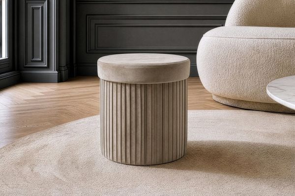 riess-ambiente Polsterhocker ÉLAN 40cm champagner greige - Samt, faltbar, m. Stauraum, platzsparend (Einzelartikel, 1 St), Eleganter Sitzhocker - ideal f. Ankleide, Flur, Wohnzimmer & Garderobe