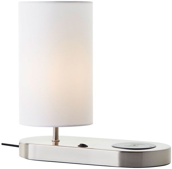 Lightbox Tischleuchte, ohne Leuchtmittel, Tischlampe, Wireless Charging, 26 cm, Ø 12 cm, E14, Schalter, weiß
