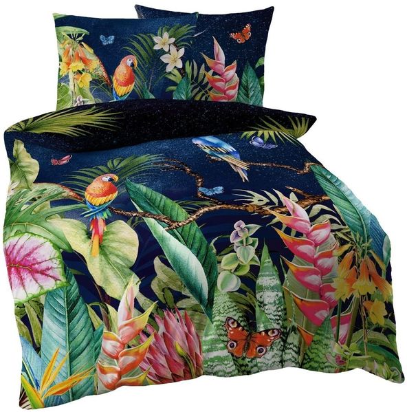 Kaeppel Bettwäsche Kaeppel Mako Satin Digitaldruck Bettwäsche 2 tlg. Tropical Galaxy, Mako-Satin, 2 teilig, hochwertige Digitaldruckbettwäsche mit farbenfrohem Dschungelmotiv