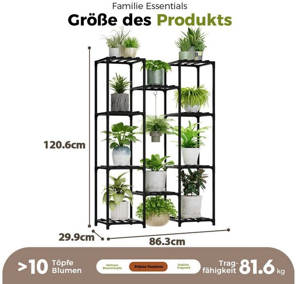Bamworld Blumenständer Pflanzenständer Hoher Pflanzenstufen Pflanzenregal (1 St), Mehrstufiges Blumenregal für Außen (Terrasse/Balkon/Garten)