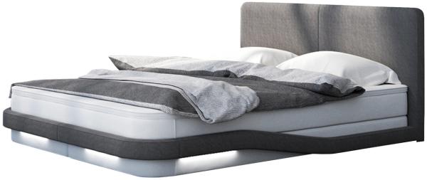 SalesFever Boxspringbett inkl. LED, Kunstleder weiß/grau, Holz, H3, 180x200 cm