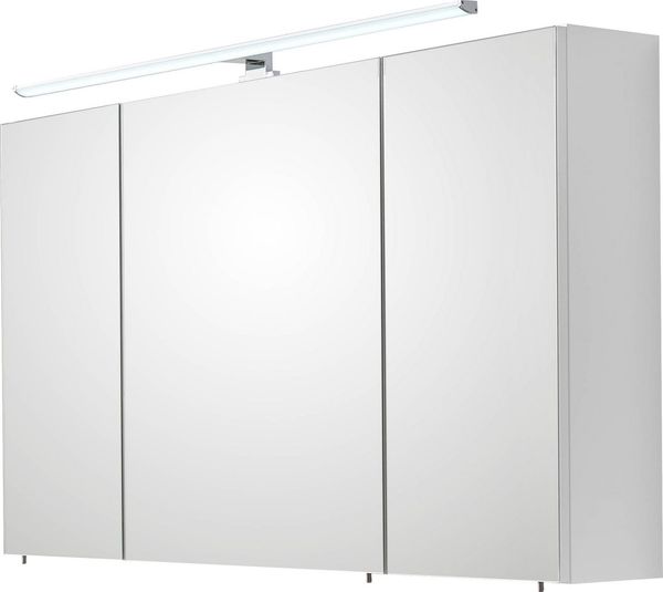 Saphir Spiegelschrank Quickset 360 Badschrank, 3 Spiegeltüren, 6 Einlegeböden, 110 cm breit inkl. LED-Beleuchtung, Türdämpfer, Schalter-/Steckdosenkombination