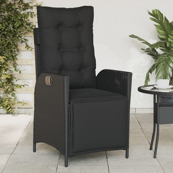 vidaXL Gartensessel mit Fußteil Verstellbar Schwarz Poly Rattan 365281