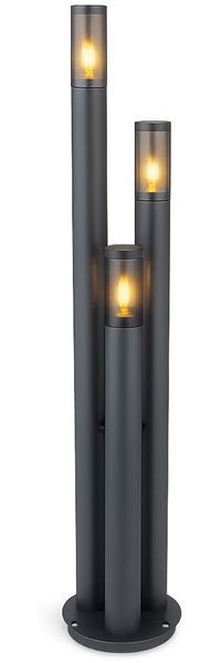 LED Stehleuchte, 3-Flammig, Edelstahl, anthrazit, rauch, H 170 cm