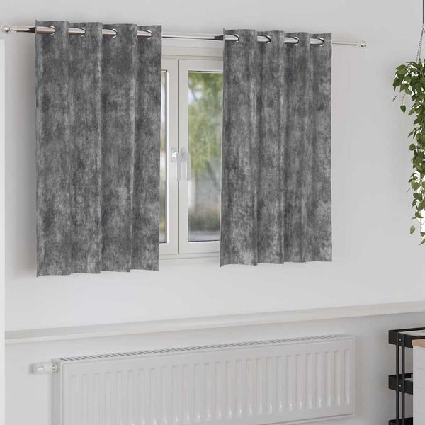 vidaXL Samtvorhänge mit Vorhängen 2 pcs Grau 140 x 140 cm Samt 4107653