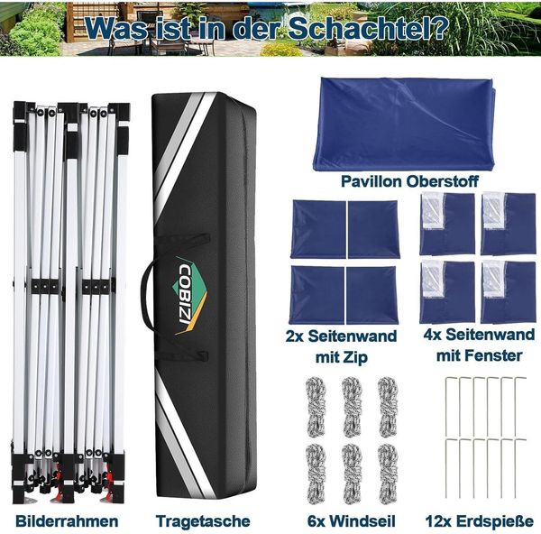 Faltpavillon 3x6m mit 6 Seitenwänden, wasserdicht, stabil, Anti-UV Bild 8