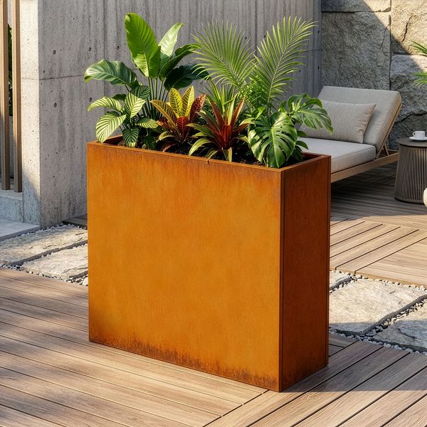 Pflanzkübel Vaargel 82x90x30 cm Cortenstahl Edelrost [casa. pro]