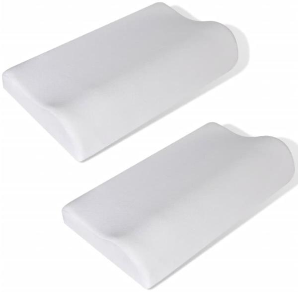 vidaXL Orthopädisches Memory-Kissen, 2er Set, Polyester weiß, 50 x 30 x 7 / 10 cm