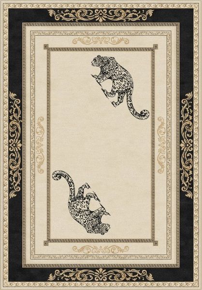 Belle Arti Teppich Runder Teppich Wohnzimmer Jaguar Tiermotiv Schwarz Gold Kurzflor Rund, Rund