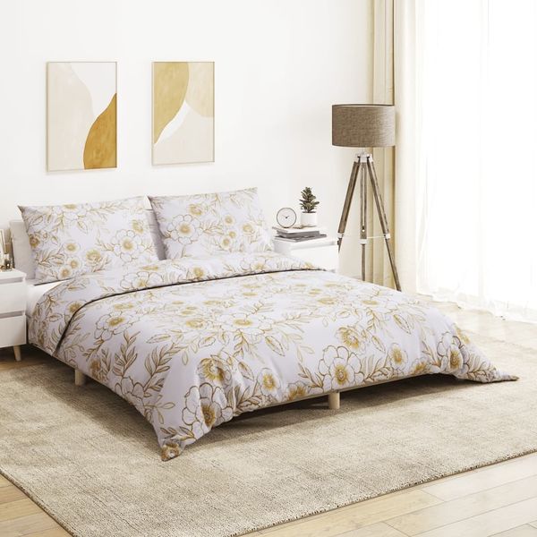 vidaXL Bettwäsche-Set Weiß und Braun 135x200 cm Baumwolle 136409