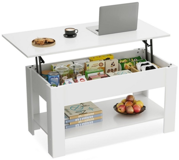 WLIVE Couchtisch Höhenverstellbar und Ausziehbar, Couchtisch Holz mit Stauraum (Wohnzimmertisch für Wohnzimmer, Büro, 1 Tisch), 98 x 48 x 46 cm