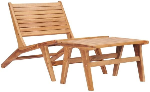 vidaXL Gartenstuhl mit Fußablage Massivholz Teak 49366