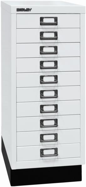 Bisley MultiDrawer™, 29er Serie mit Sockel, DIN A4, 10 Schubladen, Farbe verkehrsweiß