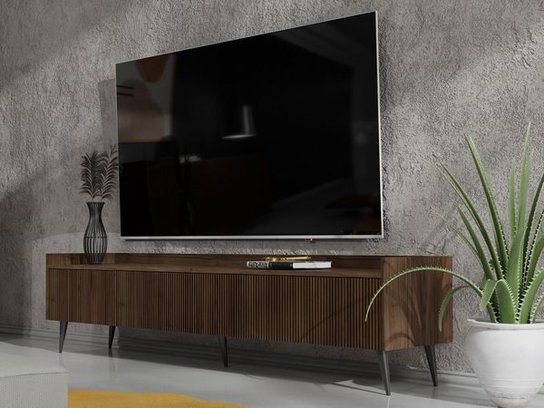 Compleo TV-Schrank dreitürig, Japandi design, Lamellenoptik MODE 180 cm breit