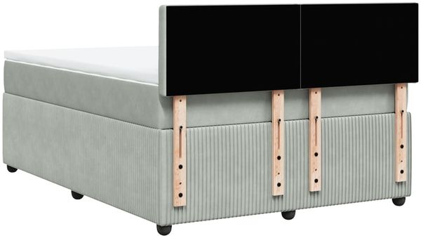 vidaXL Boxspringbett mit Matratze Hellgrau 140x190 cm Samt 3287746 Bild 10