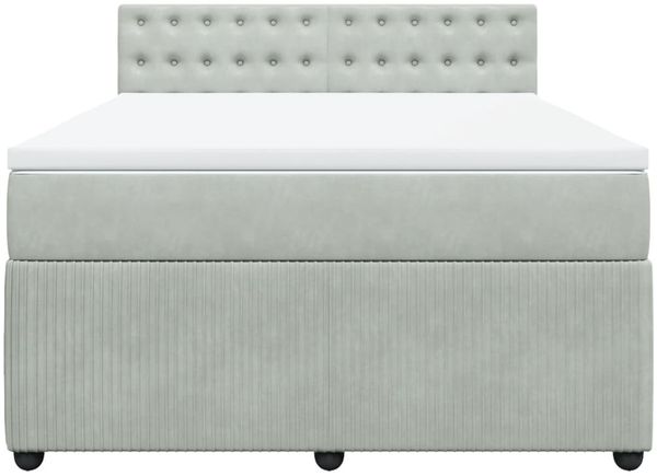 vidaXL Boxspringbett mit Matratze Hellgrau 140x190 cm Samt 3287746 Bild 4