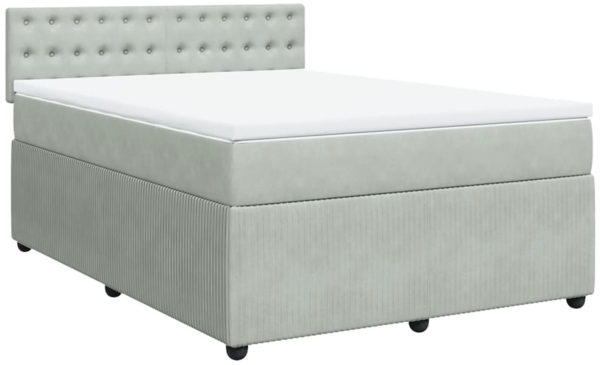 vidaXL Boxspringbett mit Matratze Hellgrau 140x190 cm Samt 3287746