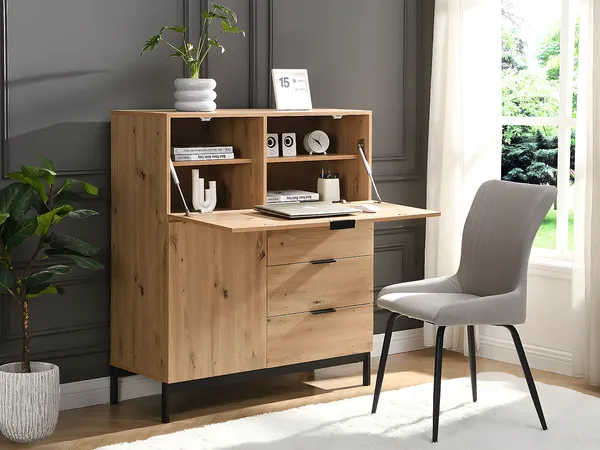 Vente-unique - ERWIN Büromöbel Holz, Platte Beige - B 40 cm x H 115 cm x L 100 cm