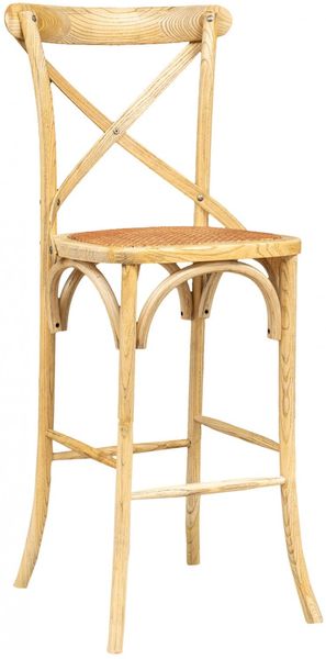 BISCOTTINI INTERNATIONAL ART TRADING Barhocker aus massiver Esche und Sitz Rattan Natur 48 x 45 x 120 cm
