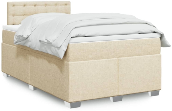 vidaXL Boxspringbett mit Matratze Creme 120x190 cm Stoff 3285846
