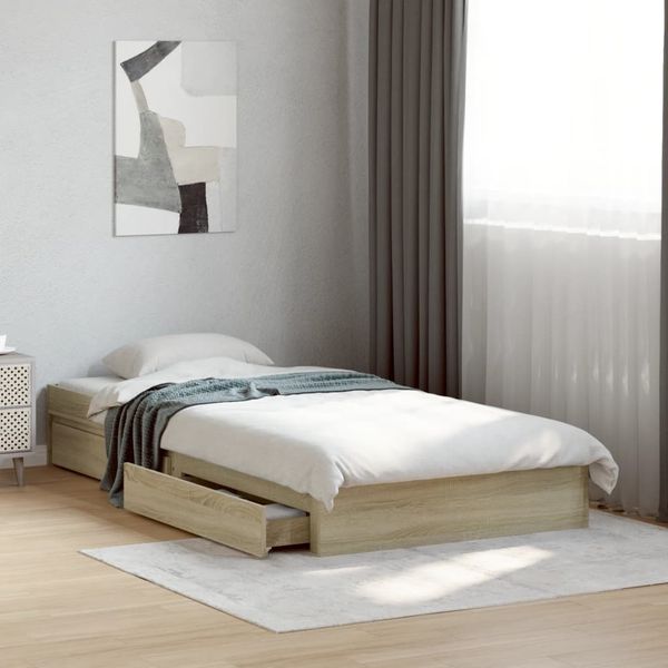 vidaXL Bettgestell mit Schubladen Sonoma-Eiche 90x190 cm Holzwerkstoff 3280708