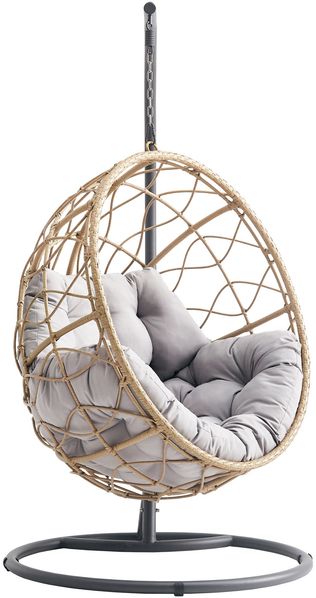 Hängesessel mit Gestell und Kissen Aria (Farbe: grau/natürliches Rattan + Kissen: grau 5014) Bild 4