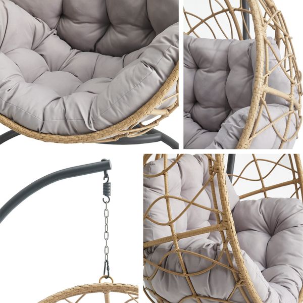 Hängesessel mit Gestell und Kissen Aria (Farbe: grau/natürliches Rattan + Kissen: grau 5014) Bild 8