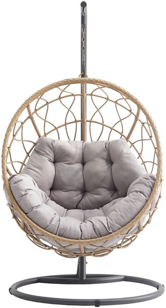 Hängesessel mit Gestell und Kissen Aria (Farbe: grau/natürliches Rattan + Kissen: grau 5014) Bild 3