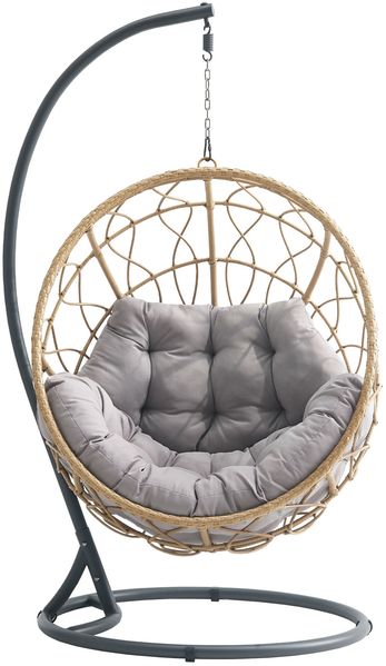 Hängesessel mit Gestell und Kissen Aria (Farbe: grau/natürliches Rattan + Kissen: grau 5014) Bild 6