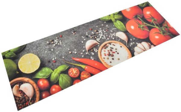 vidaXL Küchenteppich Waschbar Gemüse 60x180 cm Samt 136538