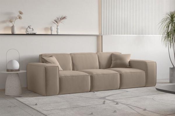 Sofa Designersofa CELES PREMIUM 3-Sitzer in Stoff Opera Velvet Sand