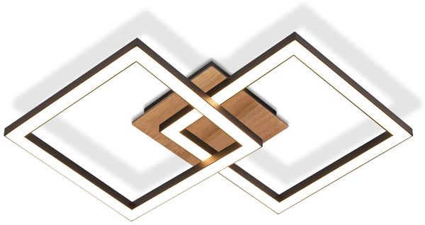 ZMH LED Deckenleuchte Schwarz Holz 3000K Warmweiß Modernes Design 24W