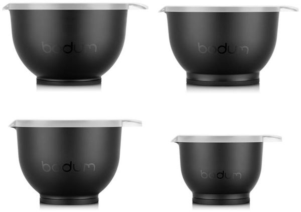 Bodum 4er Set Schüsseln 0.7 L+1.6 L+3.2 L+5.2 L schwarz Kunststoff, Silikon