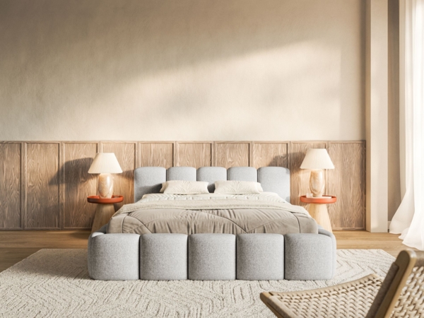 Selsey 'Cloudy Low' Polsterbett 180x200 cm, wasserabweisende Chenille, Hellgrau Bild 2