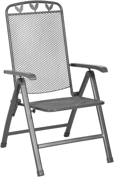 greemotion Klappstuhl Toulouse klappbar wetterfest verstellbar Gartenstuhl Balkonstuhl 58x108x64 cm eisengrau